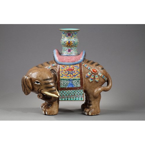 Chinese porcelain elephant figure candelholder